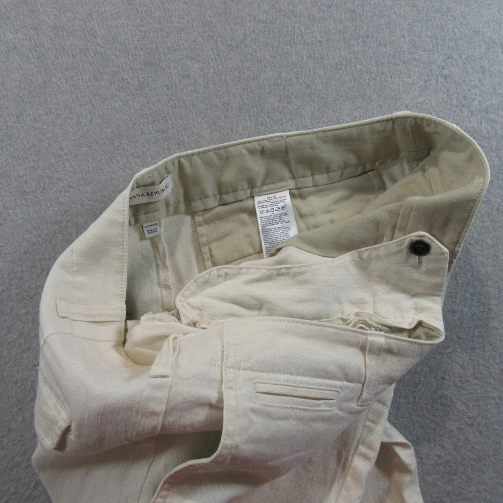 Banana Republic Mens Pants 33x30 Cream Slim Fit Linen Cotton Chino